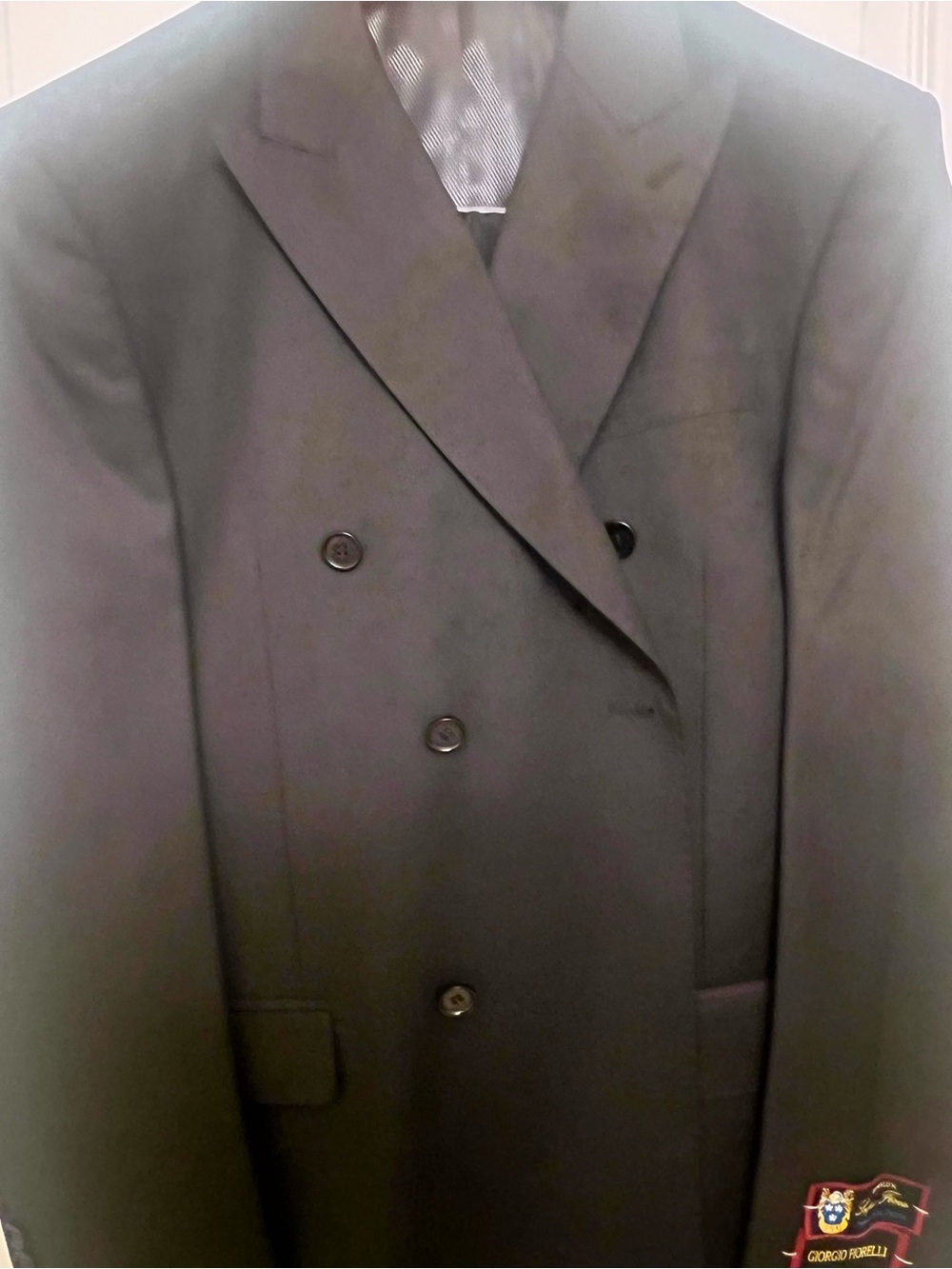 Giorgio Fiorelli Superlux Men’s Double Breasted Suit Black 42R 36W NWT